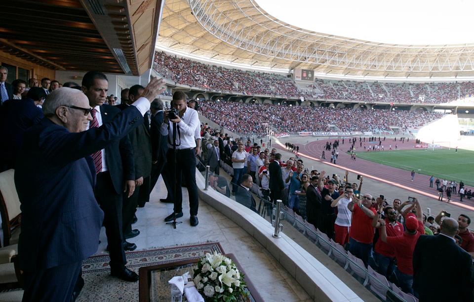Tunisie , Football : Béji Caïd Essebsi à Radés pour la finale de la Coupe de Tunisie