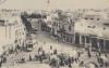 tunis vue d'ensemble et place bab souîka ,animée petit plan ,tramway, attelage