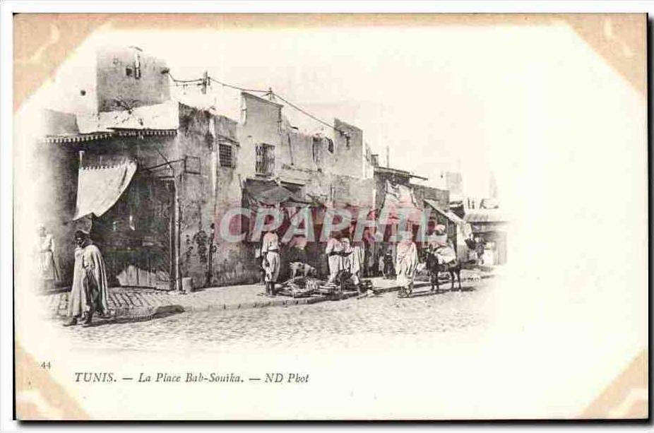 Tunisie Tunis CPA La place Bab Souika