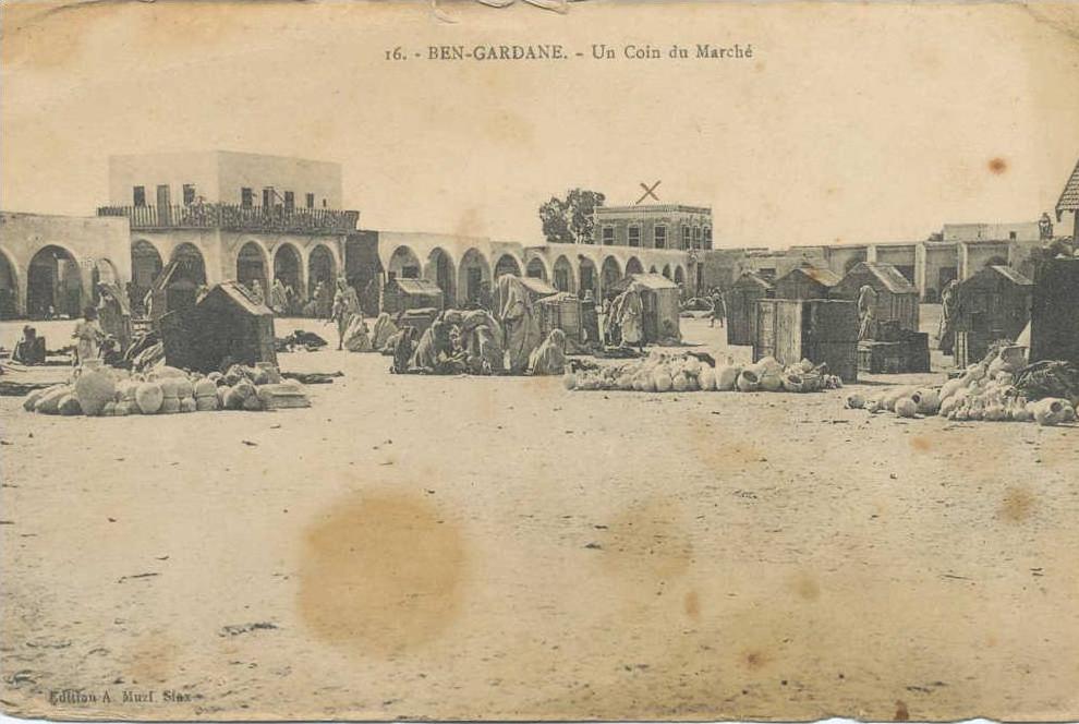 afrique,tunisie,ben guerdane,ben gardane,prés de la lybie,le marché quotidien en 1914,encore en guerre,rare