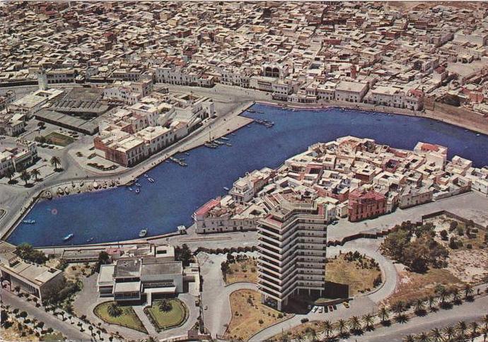 AFRIQUE,AFRICA,AFRIKA,MAG HREB,TUNISIE,TUNISIA,BIZE RTE,BIZERTE,BENZART,ville du nord,vue aérienne,port,habitation, rare