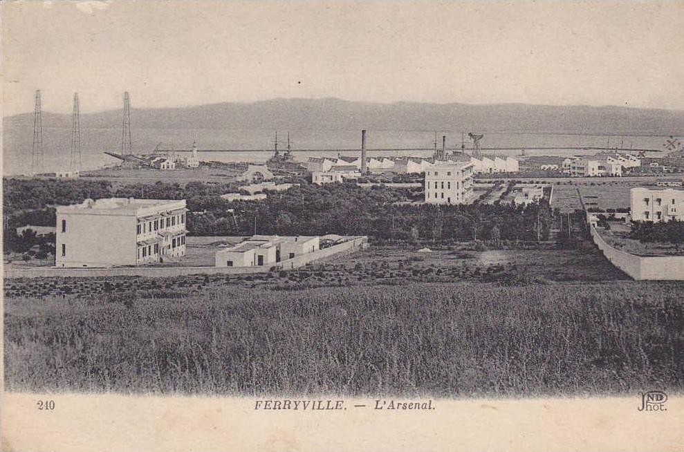 AFRIQUE DU NORD,TUNISIE,TUNISIA en 1940,FERRYVILLE,L'arsenal ,le port,MENZEL BOURGUIBA,prés tunis,bizerte,rare