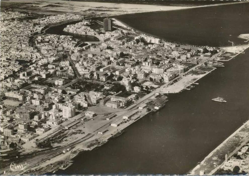 TUNISIE EN 1950,vue aérienne,pris d´un avion ,de la ville de BIZERTE,nord,prés tunis,cap blanc,lac,rare,afrique
