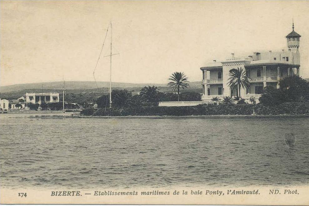 afrique,tunisie,bizerte en 1918,nord du pays,base militaire française,ets maritime de la baie ponty ,l´amirauté,rare