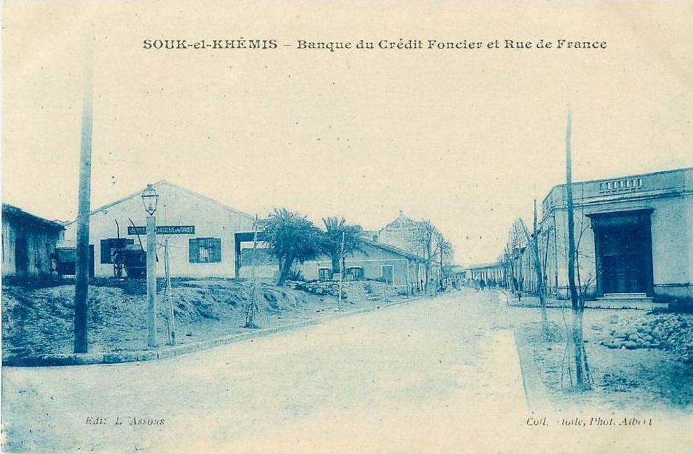 CPA Bou Salem-Souk El Khémis-Banque du crédit foncier et rue de France AM