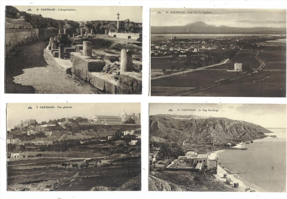 CARTHAGE - Lot de 4 CPA Vue générale - Cap Carthage - l'Amphithéâtre - Vue vers La Goulette