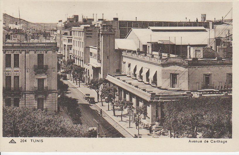TUNISIE - TUNIS - avenue de carthage - nr 204 CAP à strasbourg - d18 378