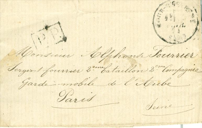 MARQUES POSTALES - Lettre de Février 1871 adressée en franchise à un garde mobile à Paris