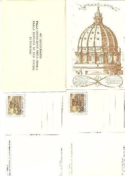VATICANO, 1990, SERIE DI 4 CARTOLINE POSTALI DEDICATE ALLA CUPOLA DI SAN PIETRO NON VIAGGIATE