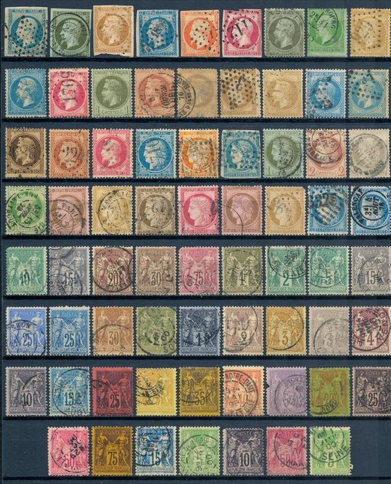 FRANCE - Collection 70 timbres classiques AVANT 1900 tous diff. - Cote 1.200 �