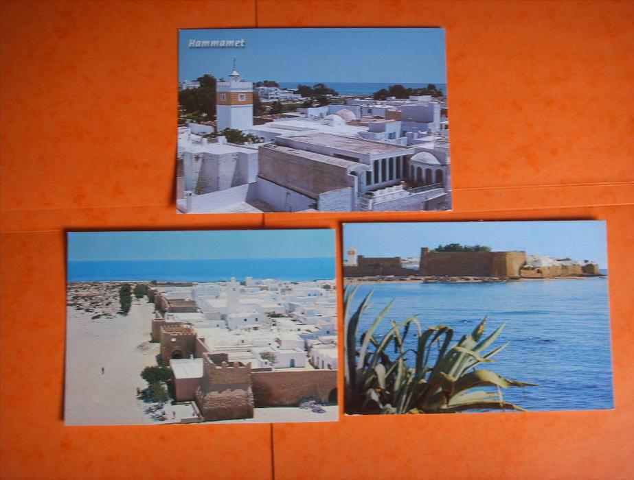 6 ) tunisie hammamet 3 cp medina , fort espagnol ,, minaret