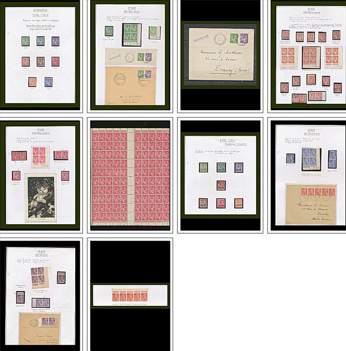 mise a prix 1 euros - france COLLECTION / etude sur la série iris et mercure 1944 - variétés - lettres...