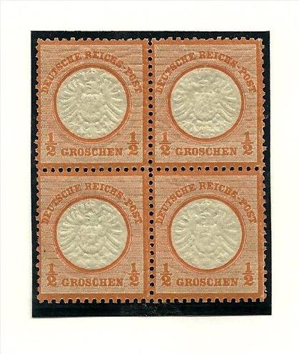 (3184) -Deutsches Reich 1872 Brustschild 1/2 Gr Großer Schild Viererblock