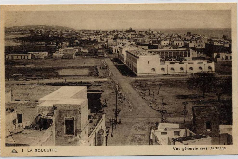 TUNISIE LA GOULETTE Vue prise vers Carthage . cpa 9x14 .