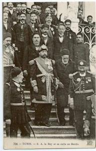 cpa bon etat , tunisie , tunis , S. A. le bey et sa suite au bardo , bele animation