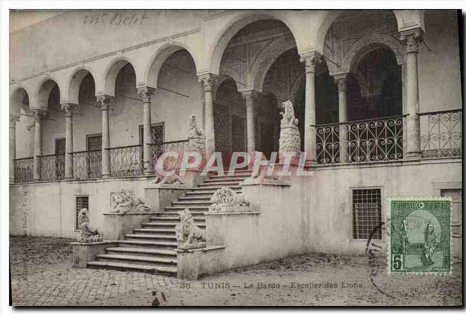 CPA Tunis Le Bardo Escalier des lions