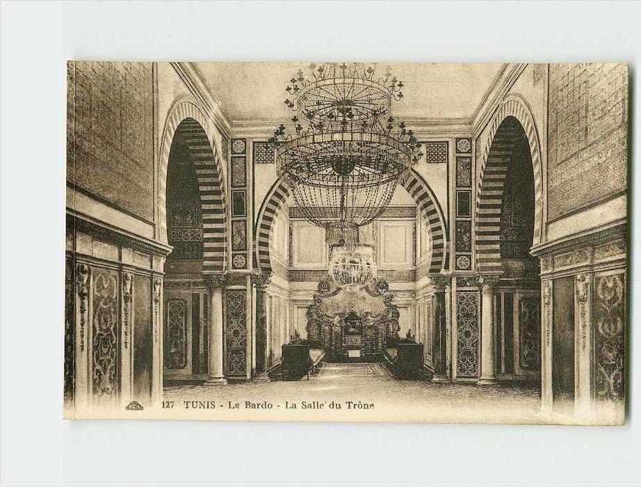 257 ) TUNIS. Le Bardo. La Salle du Trone . (2 Scans) .Année 19** . Édit./Phot * .Exp/Dest *