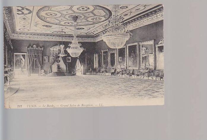 cpa, Tunis , le Bardo , grand salon de réception , voyagé
