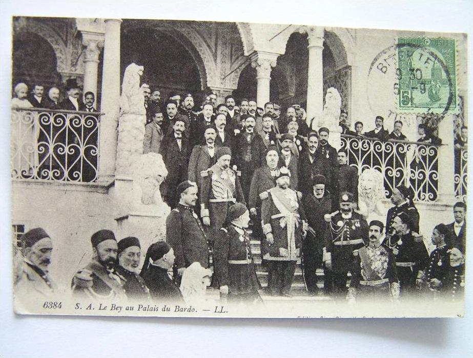 cpa, très belle vue animée, S.A. Le Bey au palis du Bardo