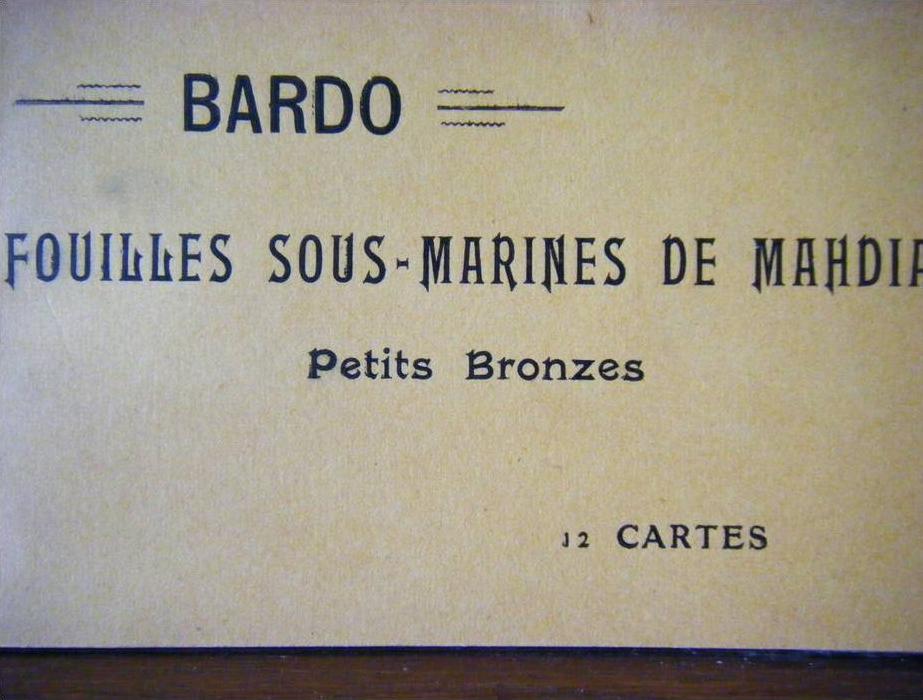 TUNISIE - carnet de 12 CPA - fouilles sous-marines de MAHDIA - petits bronzes - musée du BARDO
