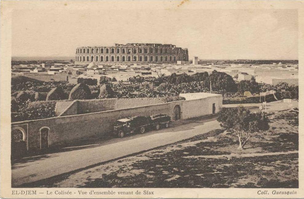 cpa,afrique du nord,TUNISIE EN 1939,sahel,EL-DJEM,ex cité antique de thysdrus,gouvernorat de mahdia,rare