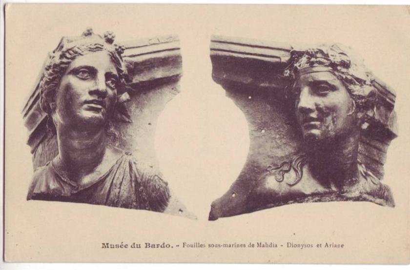 cpa Tunisie Tunis Musée du Bardo Fouilles sous marines de Mahdia Dionysos et Ariane