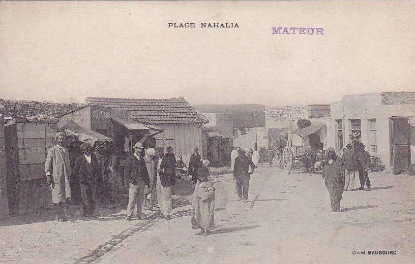 cpa-afr-tun-mateur--place nahalia- animée-cliché maubourg
