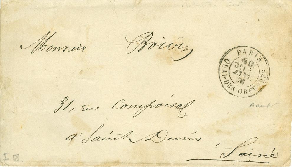 MARQUE POSTALE - Cachet de taxe,Paris Quai des Orfevres, 40cts noir du 4/1/1876 - rare,indice 18